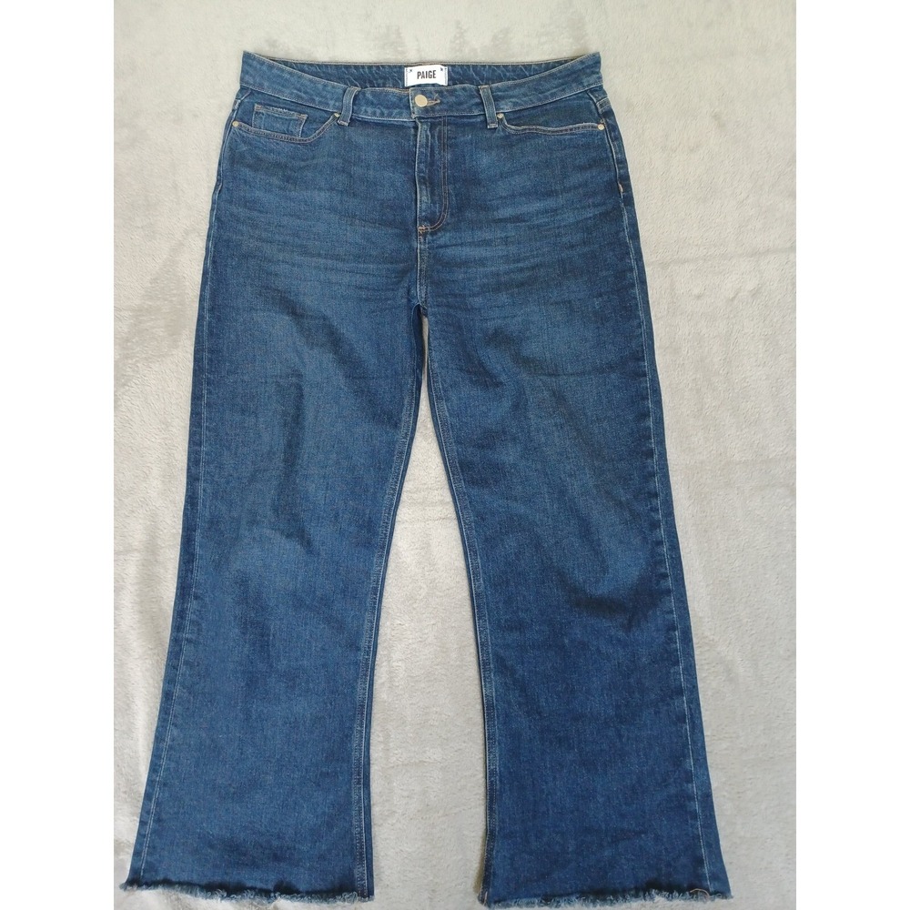 Paige Sz 32 Jeans Ankle Crop Wide Leg Bootcut Flare Leenah High Waist Raw Hem